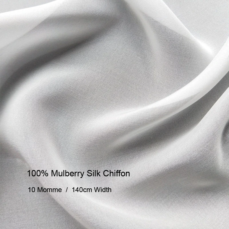 10 Momme 140cm Width 100% Pure Mulberry Silk Chiffon Fabric For Woman Skirt Scarve Grown Wedding Dress Do-it-yourself China Silk