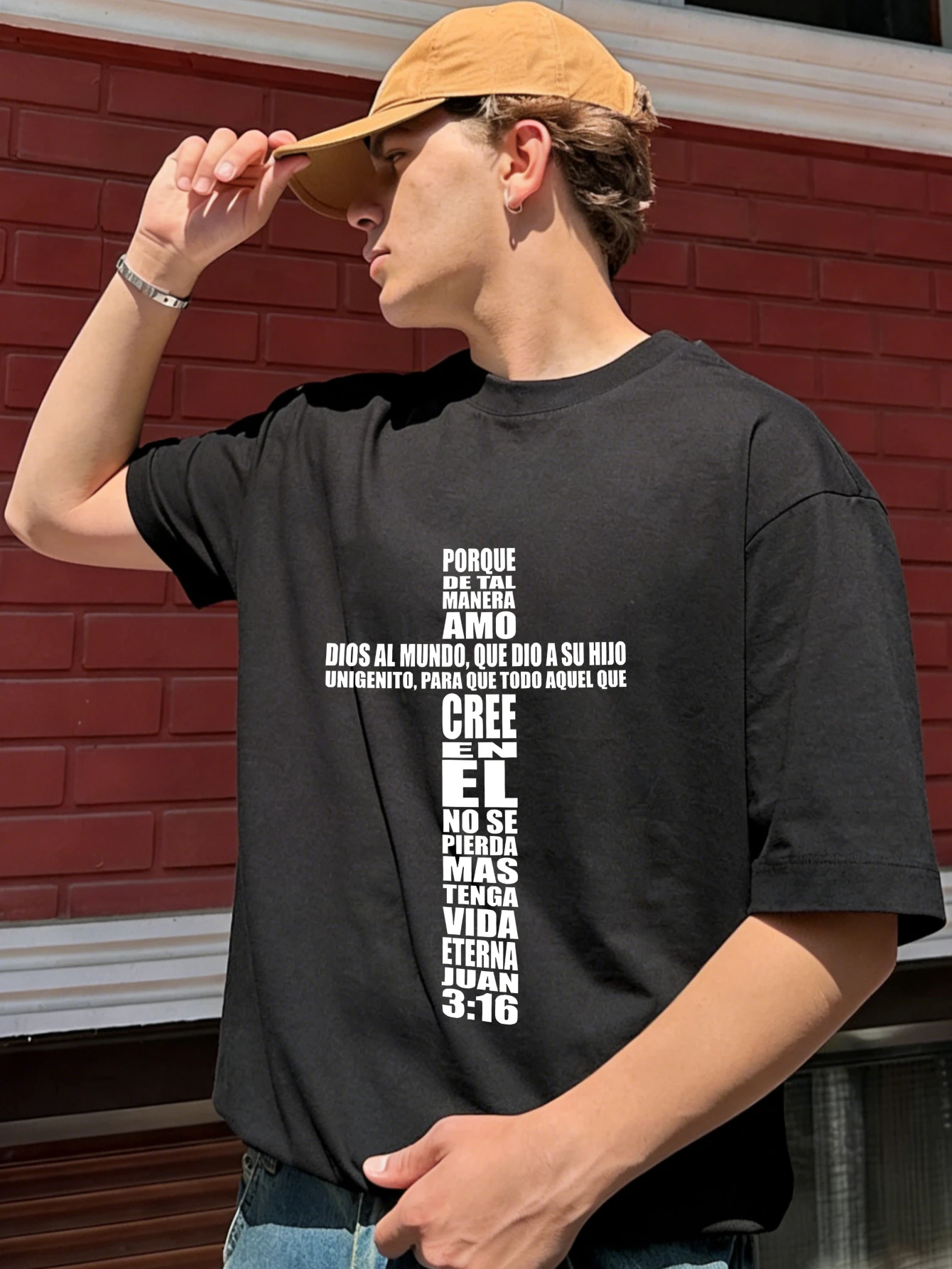 

Mens Cotton T Shirts John 316 Cross Printed Short Sleeve Casual Graphic Tee for Men - Summer Daily Wear Streetwear Tshirt