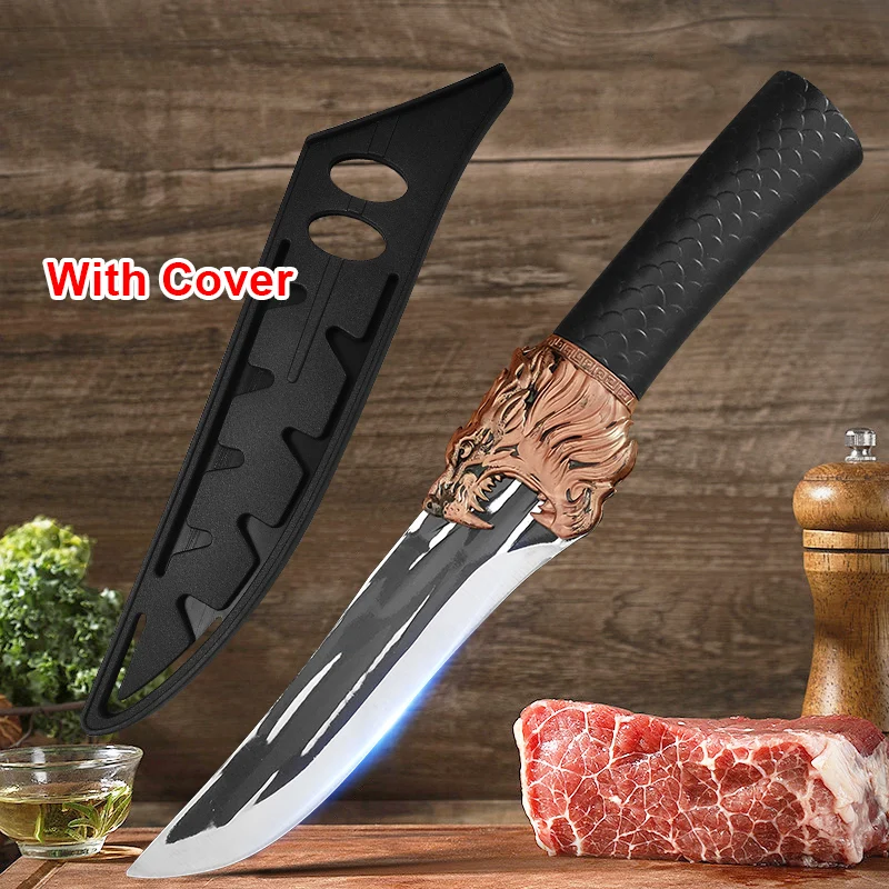 Multi-Purpose Kitchen Knife for Meat BBQ Cooking Knife Fishing Boning Knife Stainless Steel Butcher Knife Pastic Handle