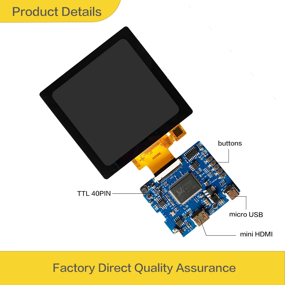 Imagem -03 - Lesown-pequeno Módulo de Exibição Touchscreen Painel Ips Lcd Mini Hdmi Display Capacitivo para Equipamentos de Monitoramento 720x720