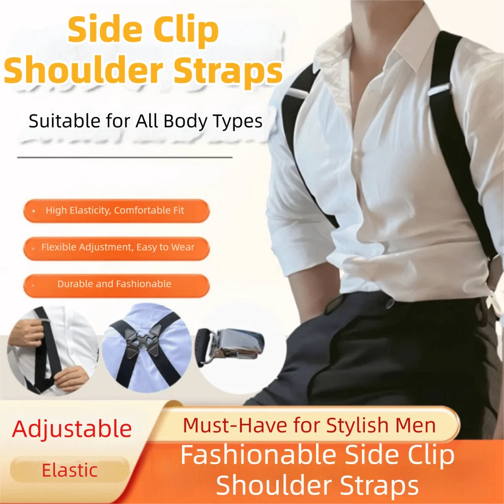 Heavy Duty Adjustable Man's Suspenders 3.5cm Wide Elastic Hip-Clip Straps Non-slip Comfortable Trouser Braces Dad Gift