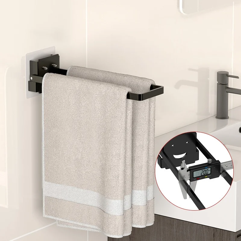 Carbon Steel Multifunctional Towel Rack Clothes Drying Rack Bathroom Wall-Mounted Holder Foldable Organizer Bath Shelf