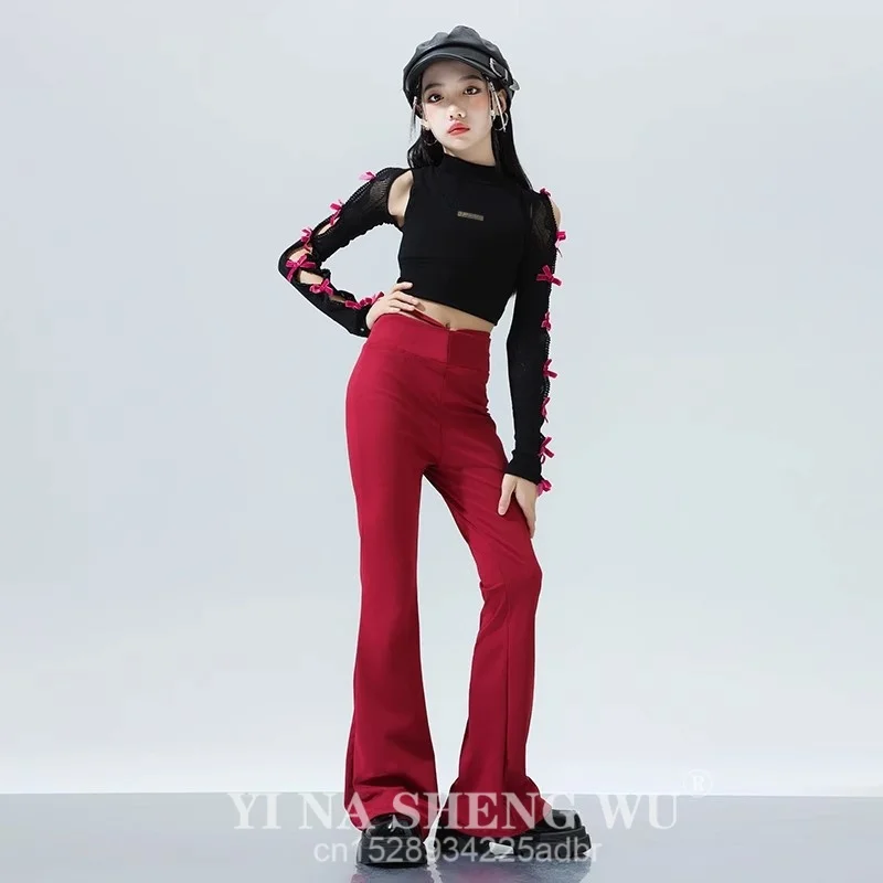 مجموعة رقص الهيب هوب للأطفال البنات Street K POP أزياء أداء رقص الجاز المنافسة الزي الموسيقى مهرجان المرحلة السراويل زي