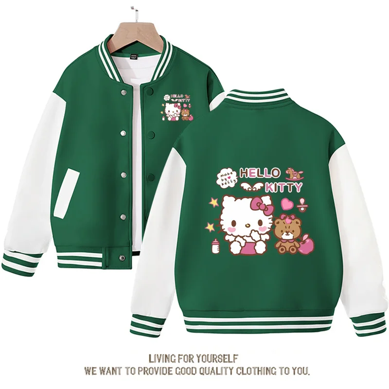 Sanrio Kawaii Anime Hallo Kitty niedlichen Cartoon Frau Jacke Frühling Herbst neue lose Sport Kinder Baseball Uniform Geburtstags geschenk