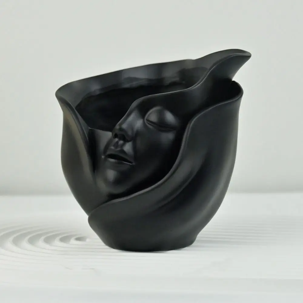 Resin Human Face Vase Aesthetic European Style Character Plant Pot Handicraft Abstract Hydroponic Flower Holder Dried Flower