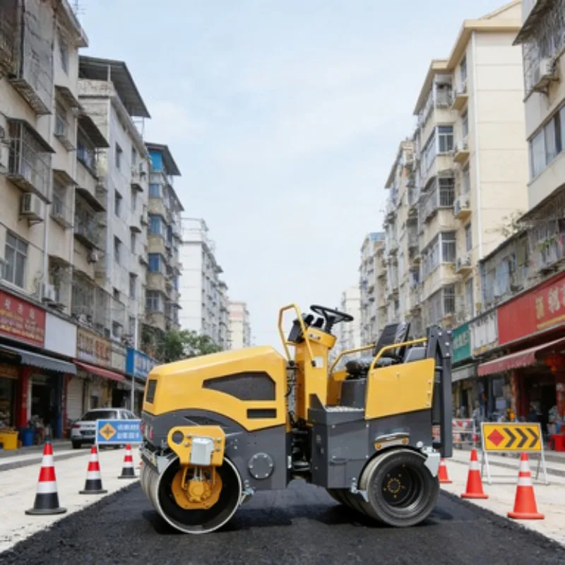 Road Roller Compactor Machine Vibratory Double Drum Heavy Duty Asphalt Roller Construction Tool Small