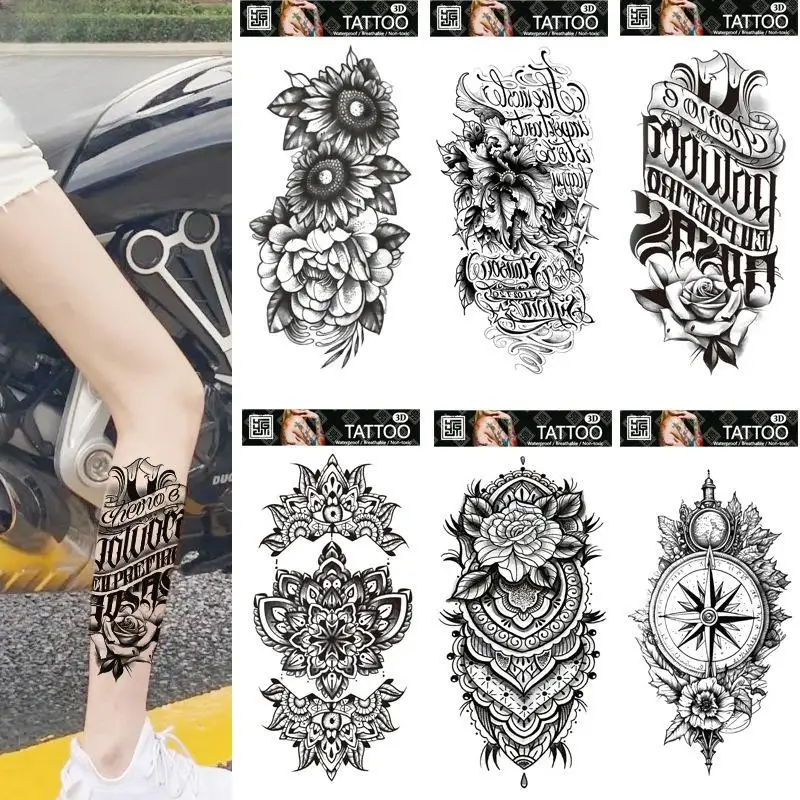 Водостойкая временная татуировка для мужчин и женщин, поддельные минималистичные татуировки-наклейки