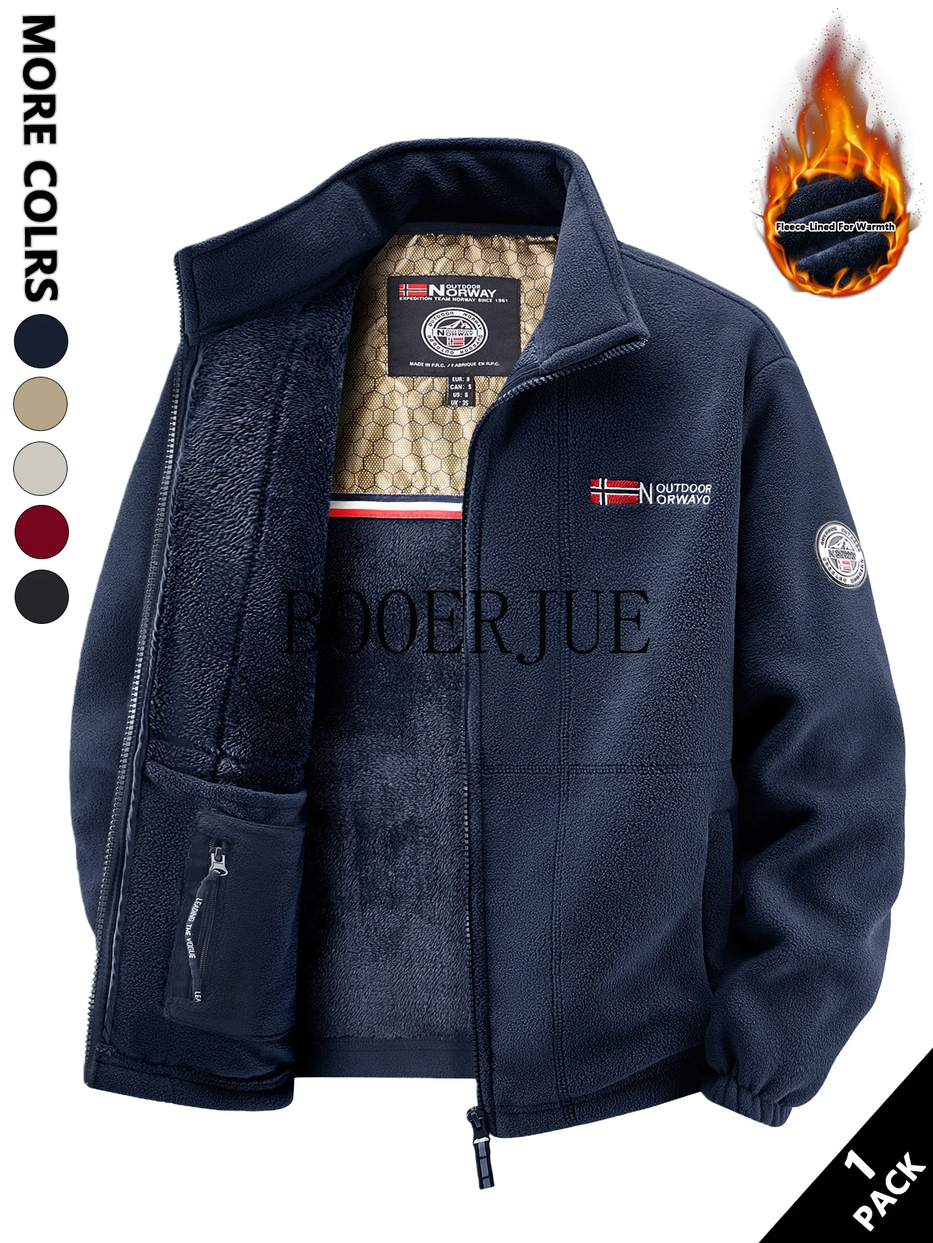 Men's Fleece Graphene Bomber Baseball Jacket Soft Skin-Friendly Heat-Retaining Wind-Resistant Outdoor Walking Casual Gatherings