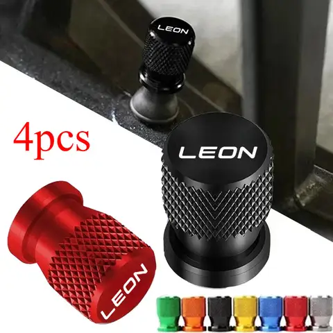 Bouchons de Valve de pneu de roue de voiture, Badges CNC pour Seat Leon, couvercles de tige de pneu, accessoire étanche Airdust, 4 pièces