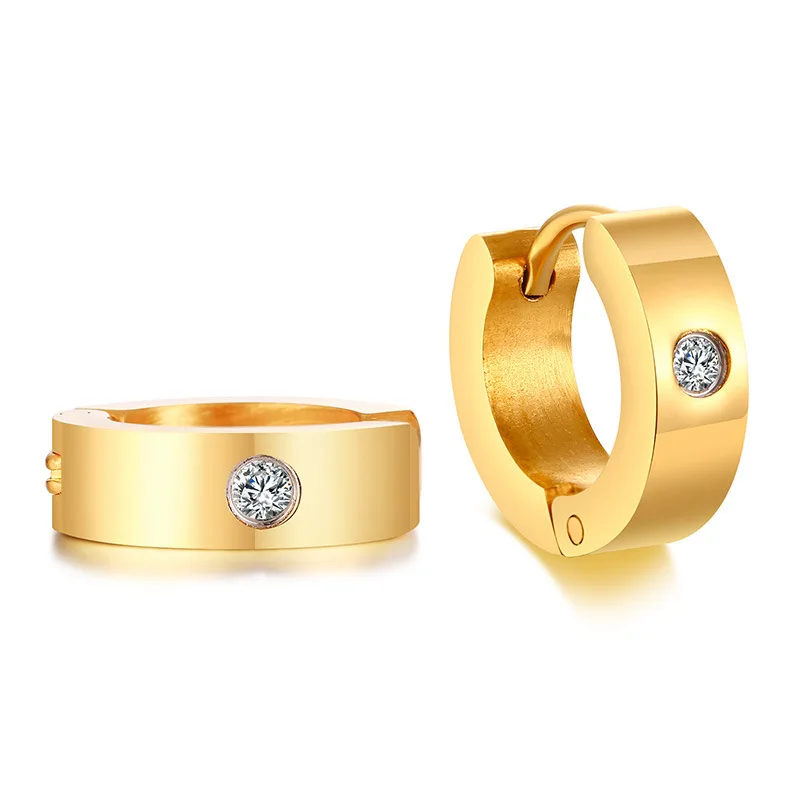 Minimalistischer Kristall-Zirkonia-Edelstahl-Ohrring, rund, schwarz, für Männer und Frauen, niedlicher romantischer Schmuck, Trend, neu – Detail 3