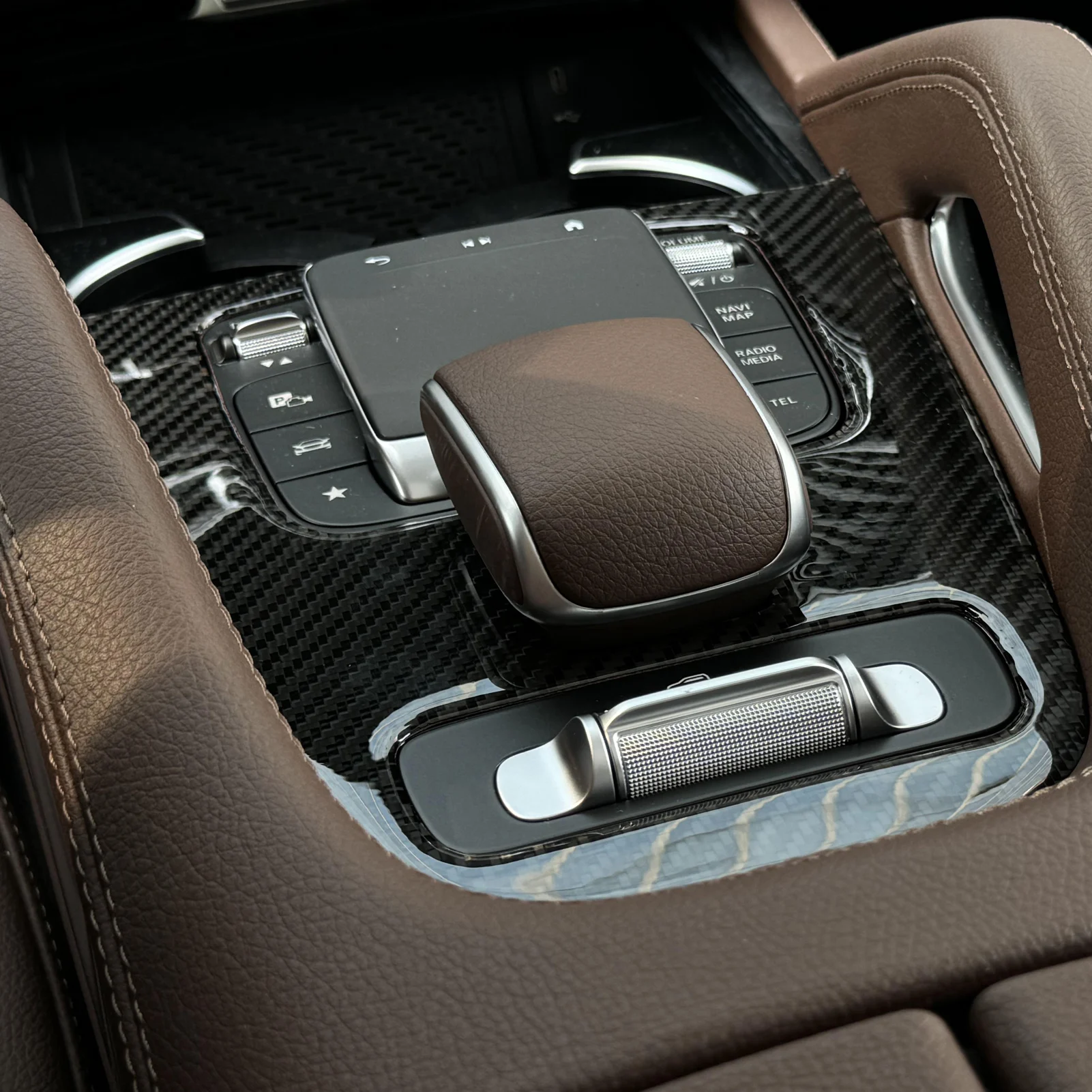 

For Mercedes-Benz GLE W167 2019-2024 Real Carbon Fiber Stickers Central shift panel frame Car Accessories Interior Decorative