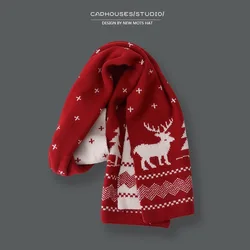 Christmas Gifts Red Deer Scarf Female Everything with Autumn and Winter Warm Lengthened Korean Version of Students Cute Skin Bib