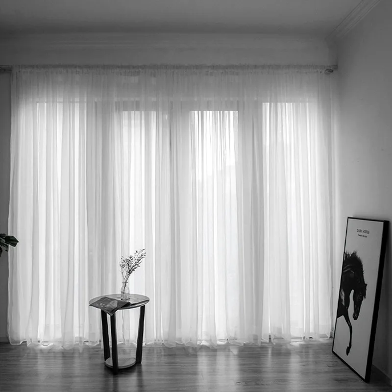 100x200cm 1PC Solid Color Sheer Curtain For Living Room Window String Curtains Bedroom Drape Panel Tulle Treatments