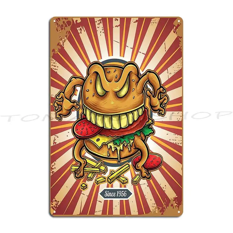 Burger Hamburger Cheese Burger Metal Sign Poster Party Club Design Garage Iron Tin Sign Poster