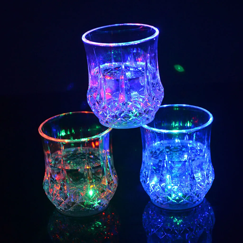 LED Automatic Flashing Cut-glass Style Cup Multi-color Light Up Mug Wine Beer Glass Whisky Drink Cup Bar Club Party Christmas