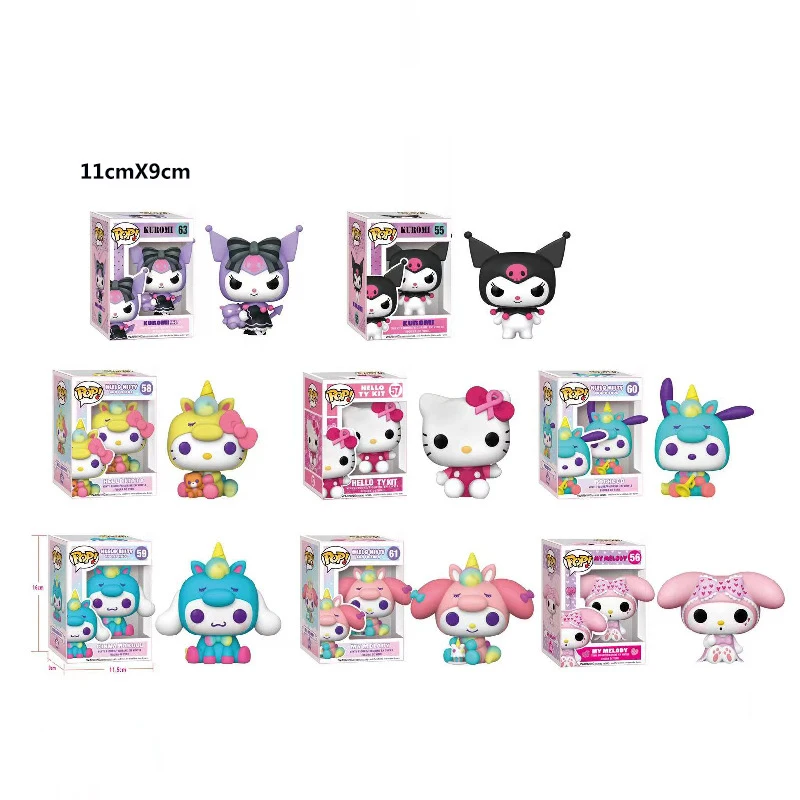 8Pcs/Set Sanrio Q Version Action Figure Toys Animehello Kitty Colorful Figure Model Cute Children'S Collectible Figures Gifts