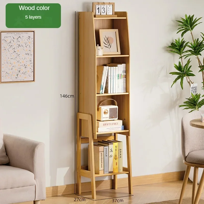 

Customizable Bamboo Bookshelf 3/4/5 Tier Storage Shelf Rack Floor Standing Bookcase for Living Room Bedroom