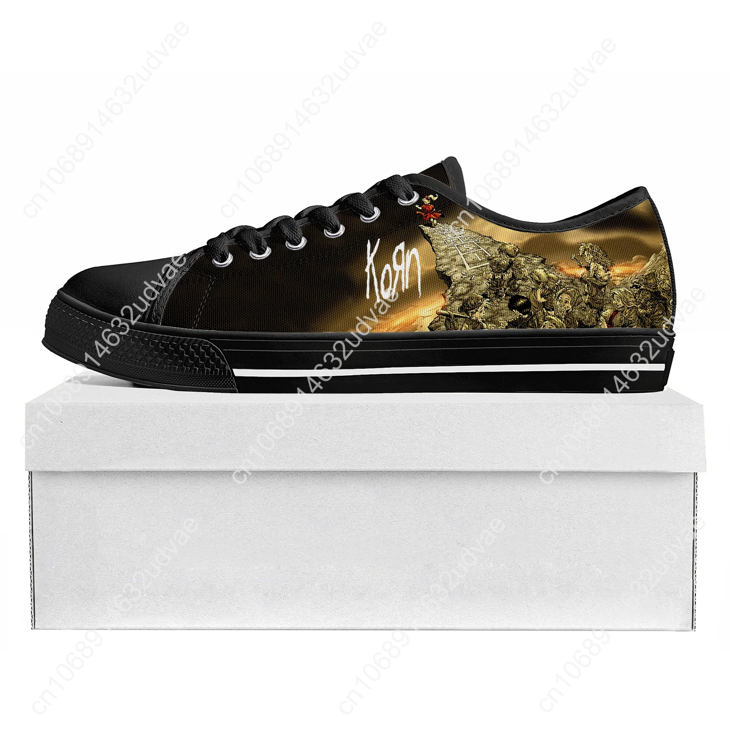 Korn Rock Band Low Top High Quality Sneakers Mens Womens Teenager Canvas Sneaker 3D Print Casual Couple Shoe Custom Shoe Black