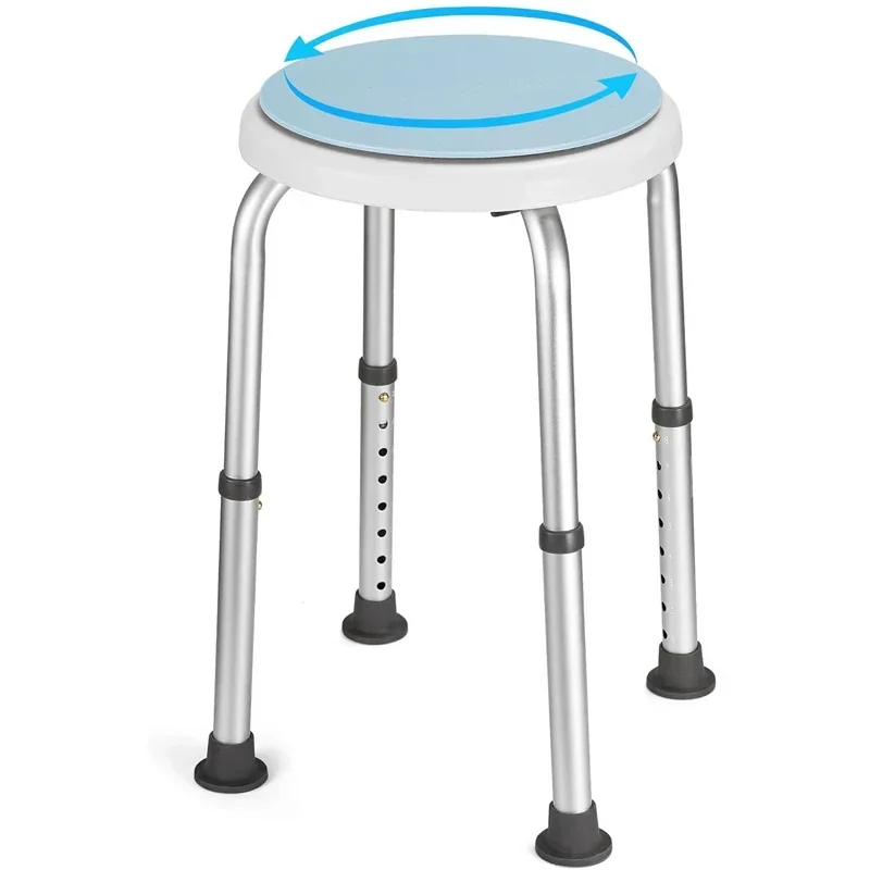 

Легкий поворотный табурет для душа с вращающимся на 360 градусов сиденьем, регулируемый круглый табурет, скамейка для ванны, вместимость 350 фунтов