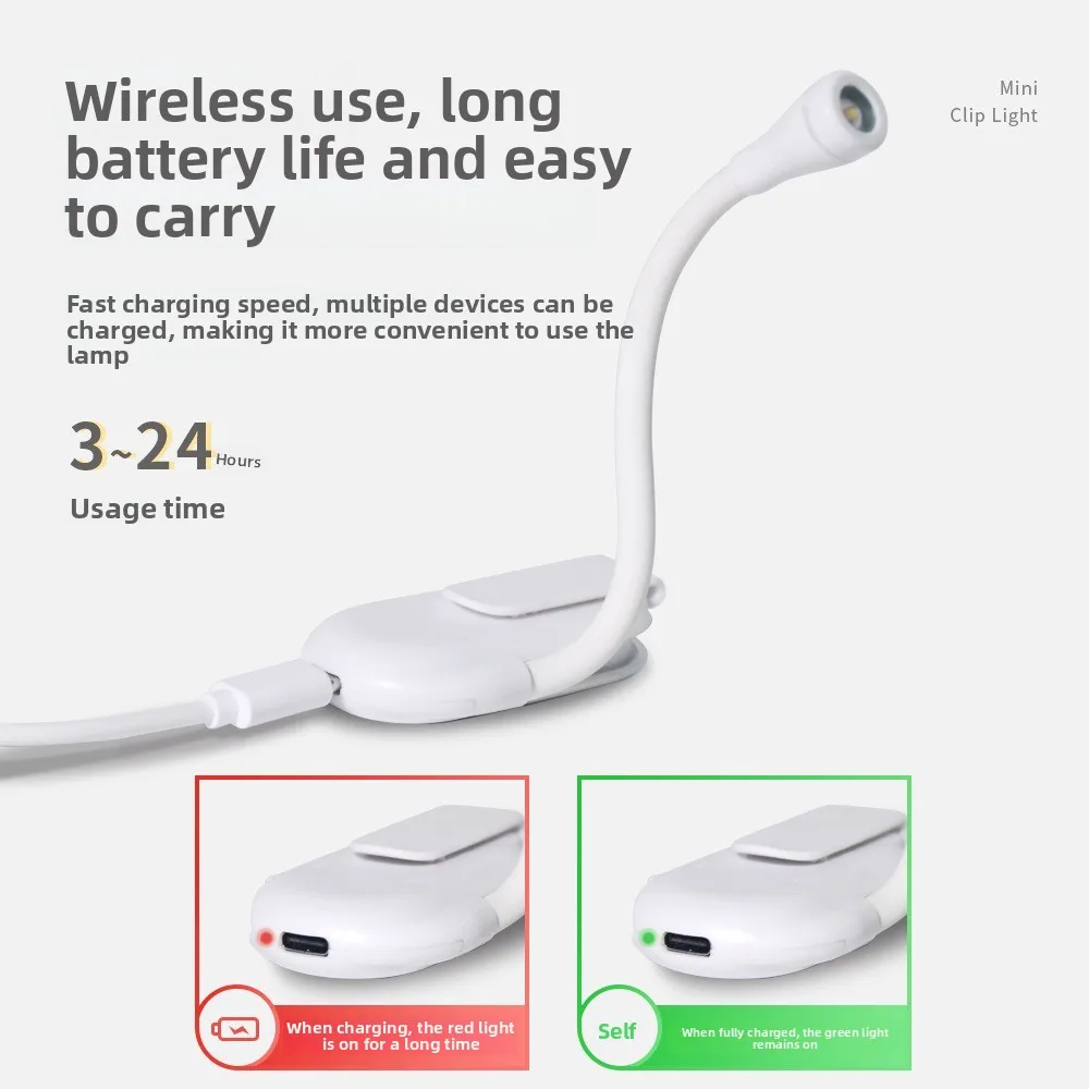 USB Rechargeable Mini LED Desk Lamp - Dimmable Clip-On Night Light for Reading Portable Dual-Use Creative Gift