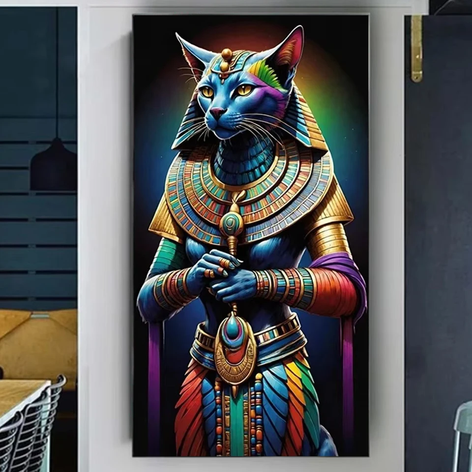 เพชรโมเสค Bastet โบราณอียิปต์เต็มรูปแบบ/รอบ DIY เพชรภาพวาดใหม่ 2025 CROSS Stitch ชุดตกแต่งบ้าน Art ของขวัญ