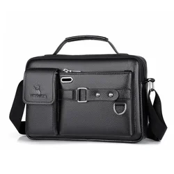 New Fashion Men's Shoulder Bag Portable PU Leather Handbag Men's Briefcase Hot Sale Leather Briefcase