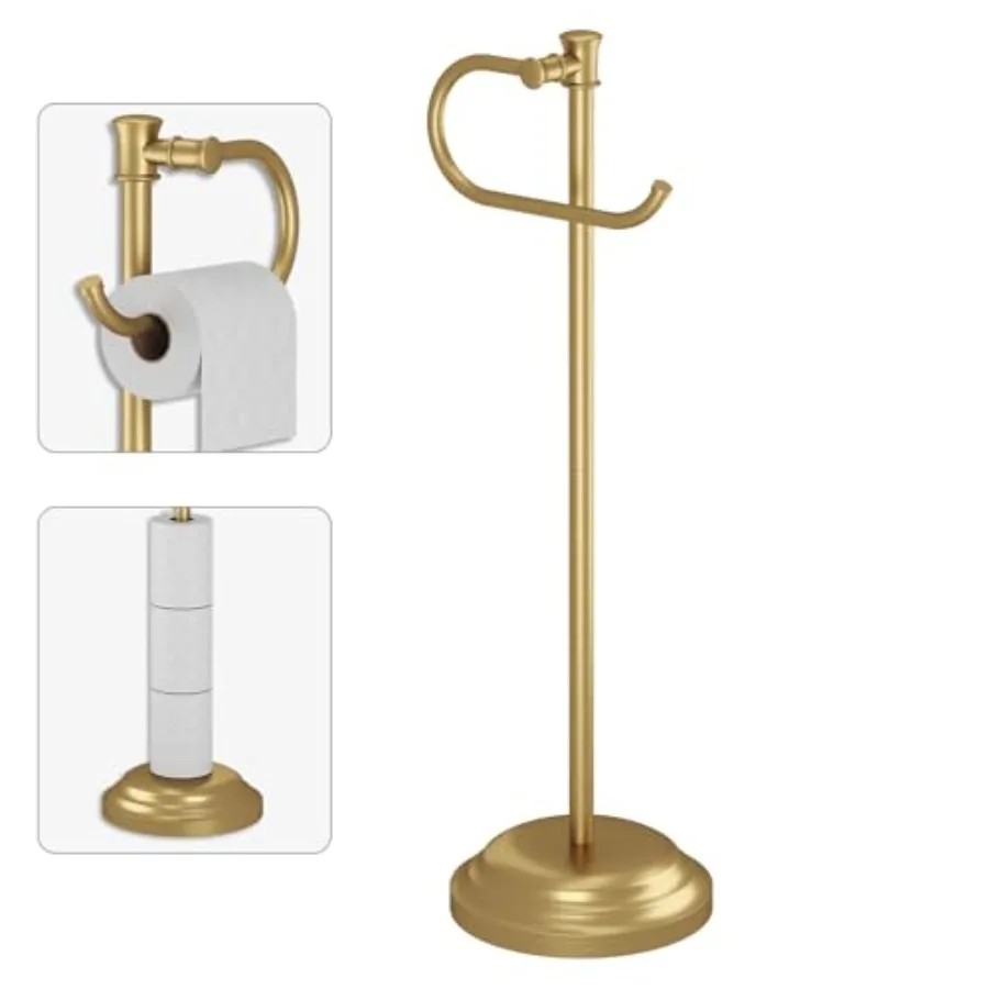 

Toilet Paper Holder Free Standing Bathroom Toilet Tissue Holder Stand for Floor Toilet Paper Roll Holder with Storage Hardware
