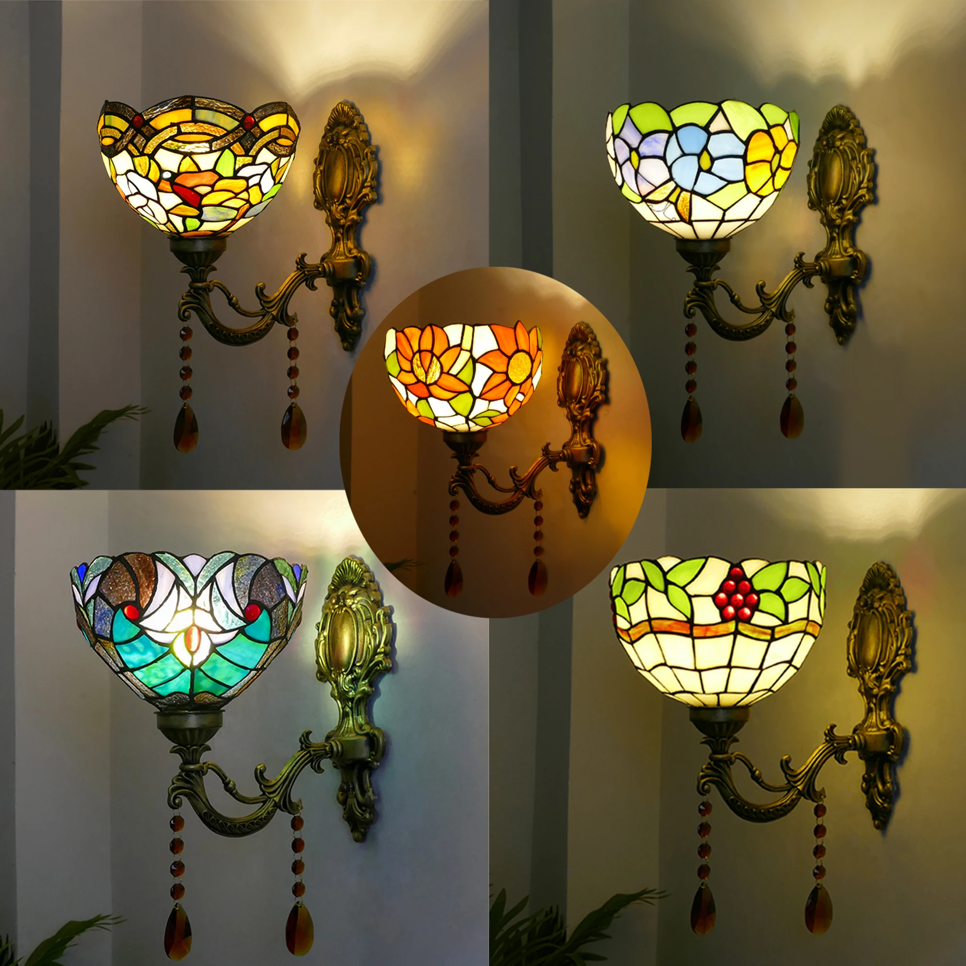 

Цветной стеклянный абажур 8 дюймов для настенного светильника: для сада, балкона, отеля, коридора, столовой, прикроватной зоны