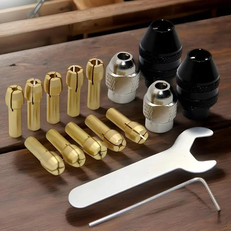 Chuck Collet Set Brass Rotary Tool Chuck 1/32-1/8 Inch Keyless Shank Replacement For Rotary Tools Electric Grinder Accessories
