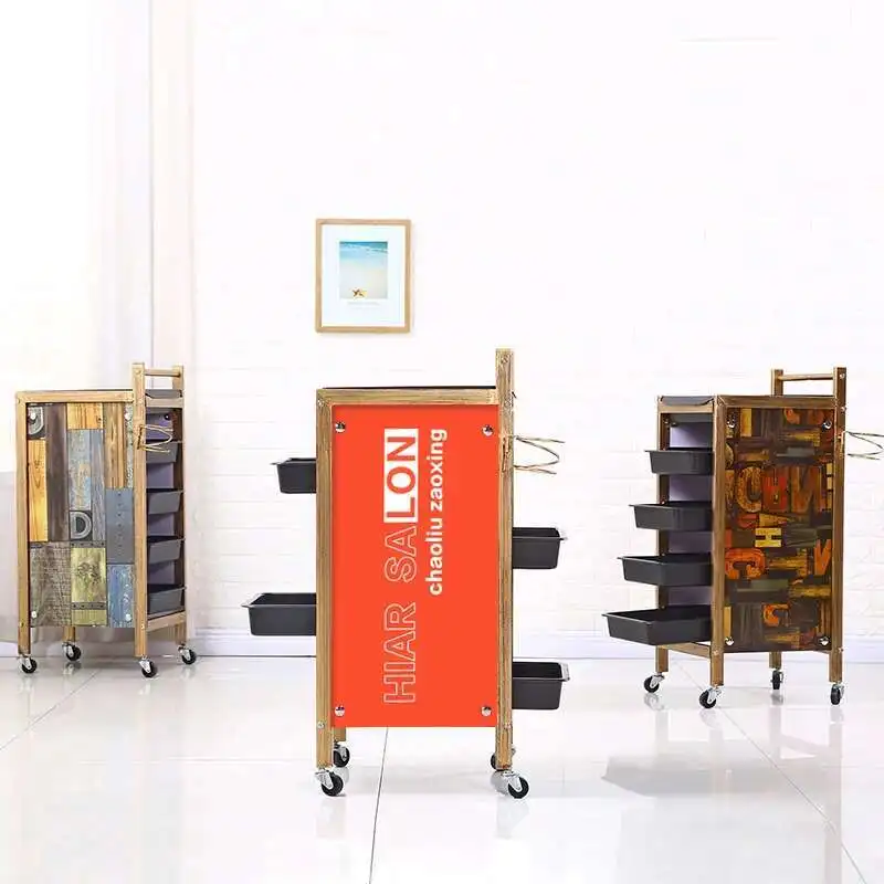 

Retro Auxiliary Cart Drawers Trolley Aesthetics Trolleys Wheels Cosmetic Salon Professional Utility Muebles Belleza Table