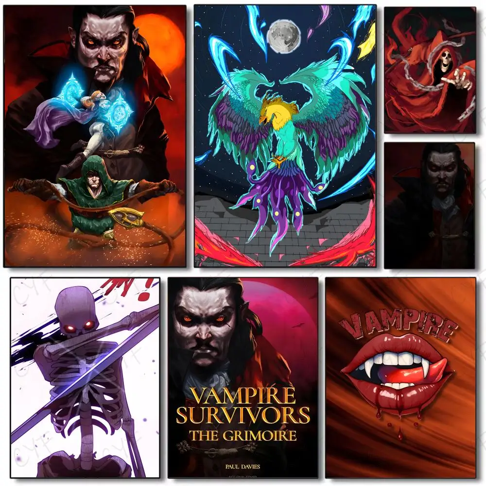 Game V-Vampire S-Survivors Poster Poster Painting Wall Art Mural for Living Room Home Decor and Gifts