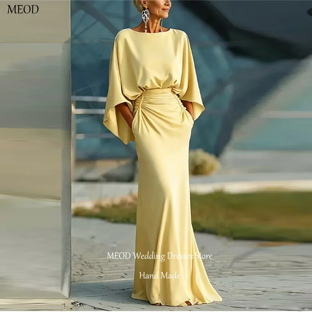 MEOD Satin Formal Evening Dresses O Neck Fashion A Line Elegant Prom Gowns Floor Length Vintage Vestidos De Fiesta Customized