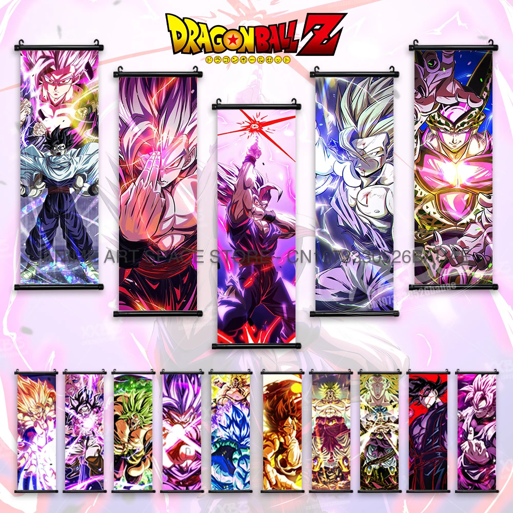 Dragon Ball Z Hanging Painting Cartoon Wall Art Canvas Anime Gohan Poster Gotenks Hot Blooded Kakarot Scrolls Picture Home Decor