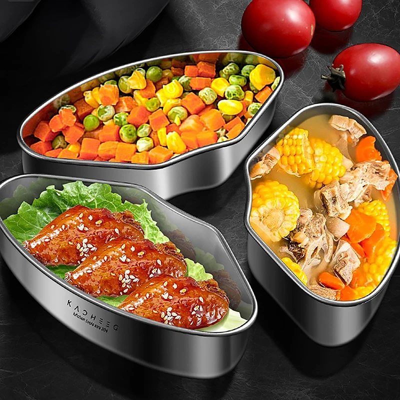 Aço inoxidável placa de vapor, Fan Shaped, placa dividida, Household Food Bowl, Acessórios de cozinha, 1 Pc, 3Pcs