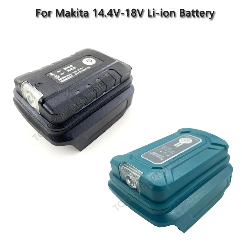 Dual USB Output Adapter for Makita 14.4V-18V Li-ion Battery,Portable Power Source with LED Work Light for Makita BL1430 BL1830