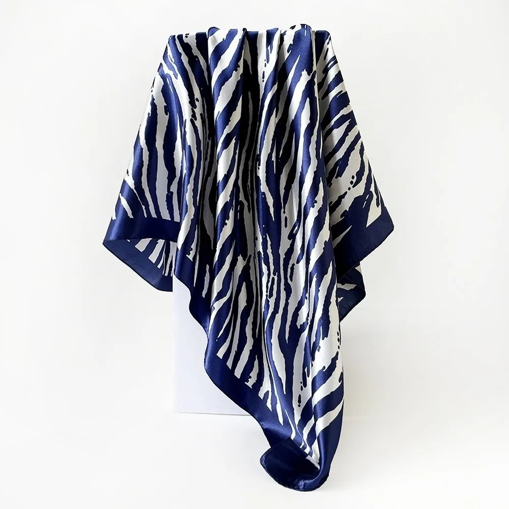 

Роскошный многофункциональный атласный квадратный шарф 90*90 см, платок в полоску с принтом, дышащий шелковый шарф для волос, женский аксессуар