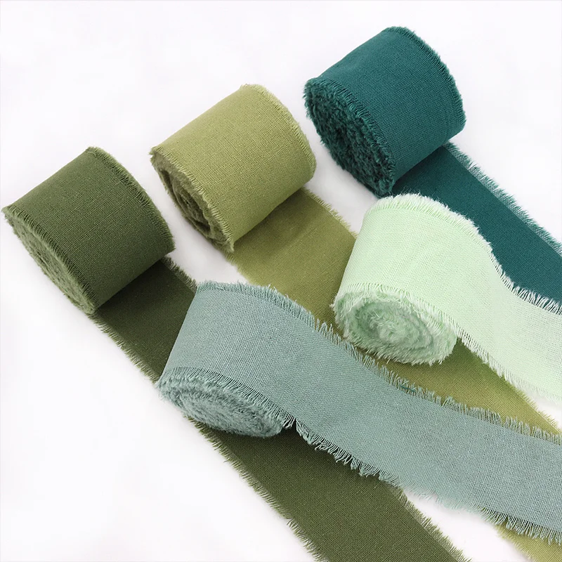 Pure Cotton Hand Torn Raw Edge Ribbon DIY Gift Box Packaging Greeting Card Decoration Bride Hand Stick Flower Flower Tie Ribbon