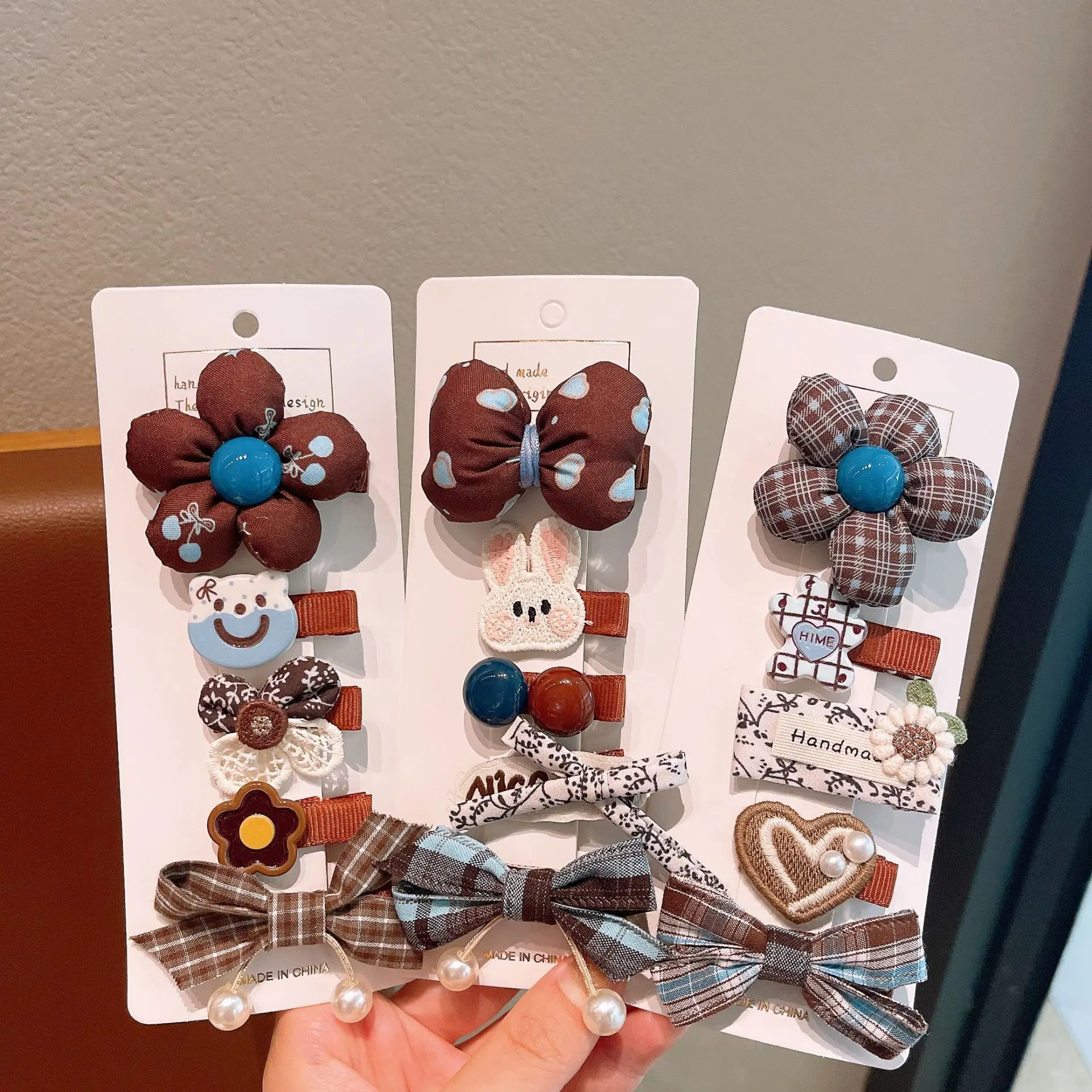 5-teiliges Haarspangen-Set für Kinder, niedliche Schleife, Cartoon-Blume, süße Kawaii-vielseitige Haarnadeln, hochwertiger Haarschmuck für Mädchen