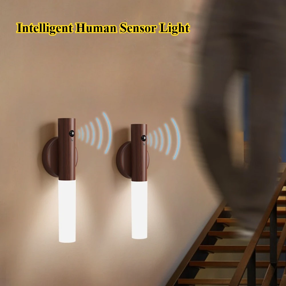 

LED Rechargeable Corridor Cabinet Wall Lights For Home 1pc Intelligent Human Body Sensing Night Light Room Decor Bedside Lamps