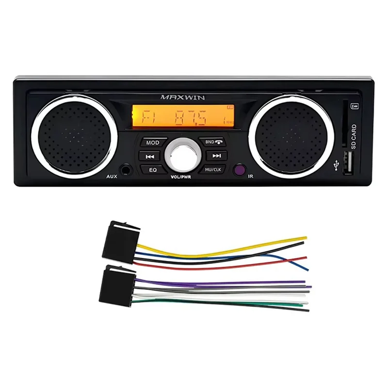 راديو سيارة AB56-1 Din MP3 بلوتوث بدون استخدام اليدين ستيريو سيارة مدمج مع مكبرات صوت تدعم FM USB AUX