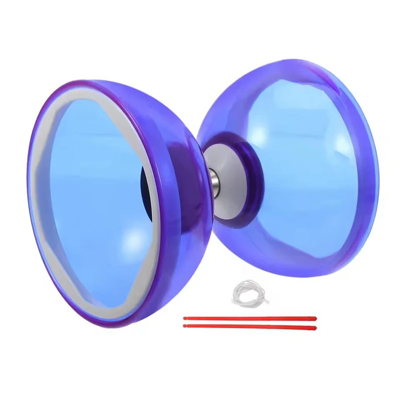 YSUN-Triplo cuscinetto Diabolo Ball giocoleria in gomma morbida doppia ruota per bambini set da gioco per bambini all'aperto cristallo Tpu