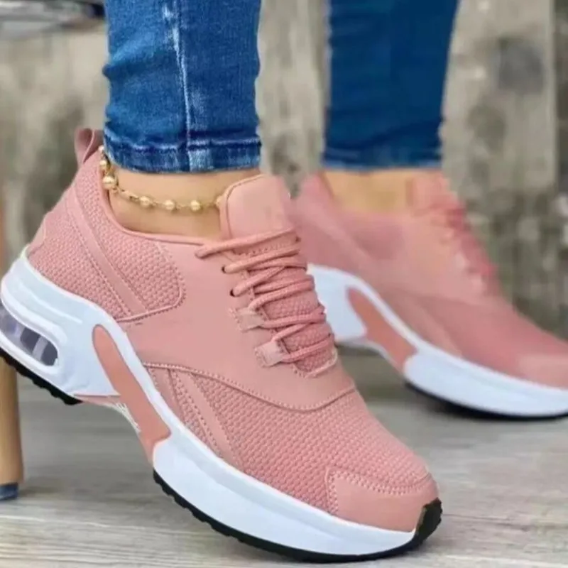 Plus Size 35-43 Women Tennis Shoes for Outdoor Sneakers Lace Up Wedge Platform Shoes Ladies Air Cushion Gym Sport Traines Womens