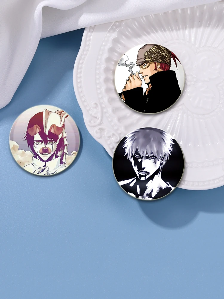 58mm Hot Japanese Anime Bleach Button Pins Tinplate Brooch Funny Character Cartoon Badge for Backpack Decoration Fans Collection