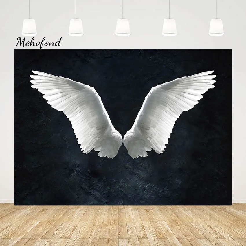 Mehofond White Angel Princess Wings Photography Backdrop Newborn Baby Shower Background Photophone For Photo Studio Photozone