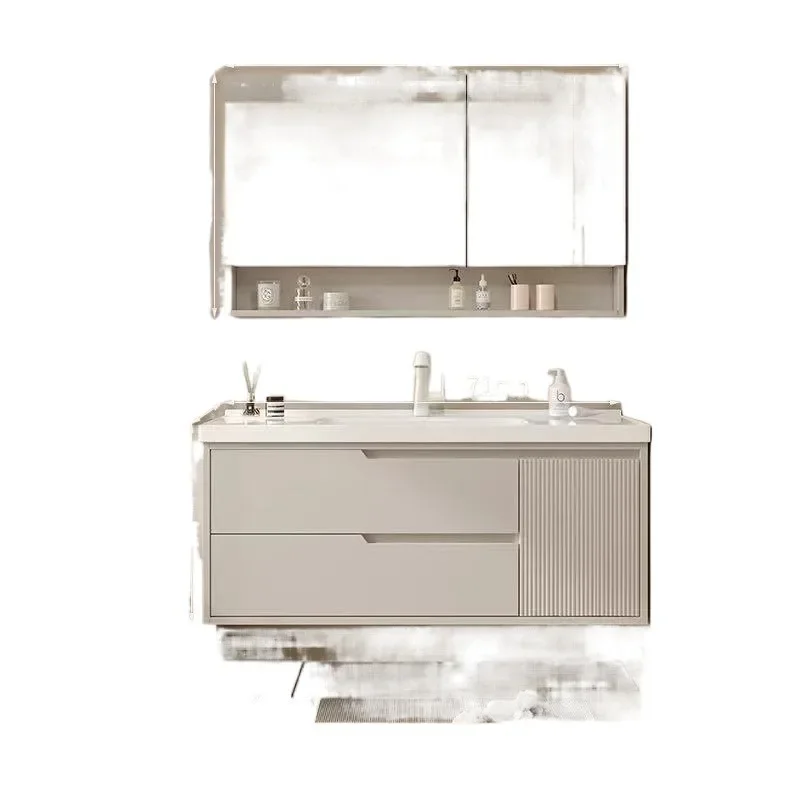

Oak bathroom cabinet combination cream hand wash washbasin smart basin ceramic integration