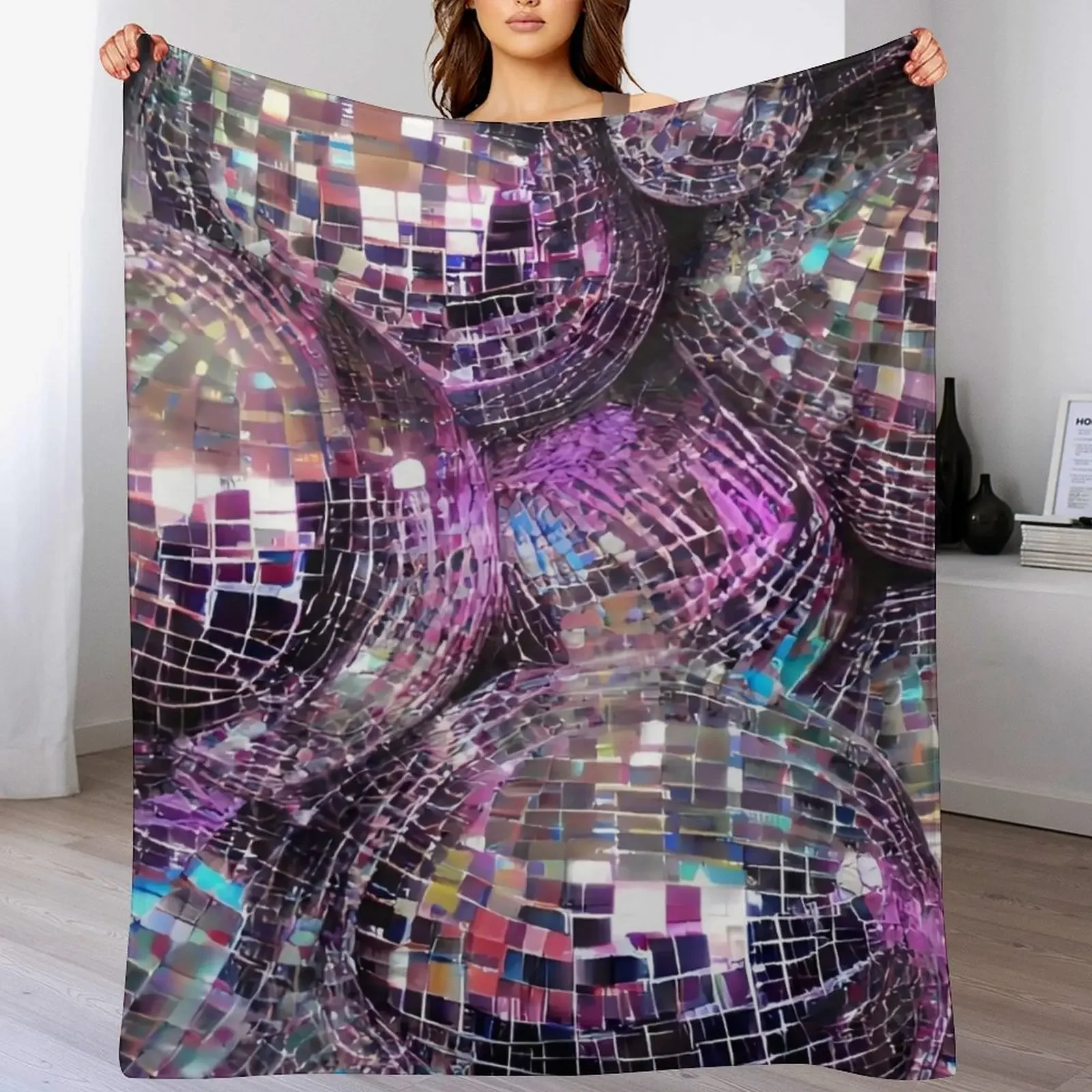 Classic Disco Balls Throw Blanket Travel Size Cozy Blanket for Plane Train