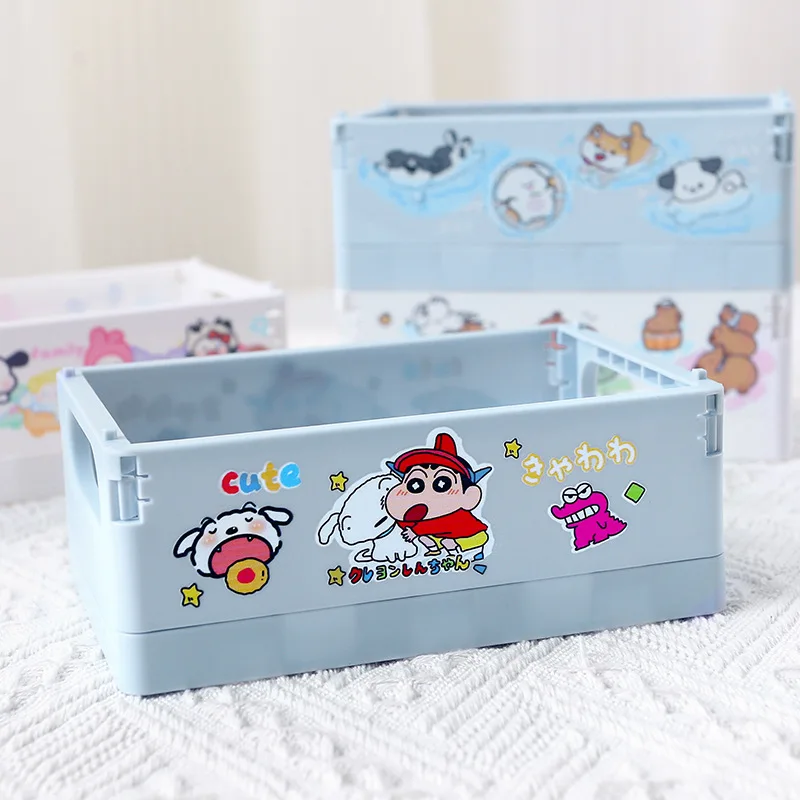 Crayon Shin-chan Desktop Foldable Plastic Storage Box Cartoon Cute Japanese Style Miscellaneous Storage and Organizing Basket