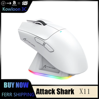 Attack Shark X11 Mouse Lightweight PAW3311 Gaming E-sport Office Triple Mode Wireless Bluetooth Mouse Rechargeable RGB Base