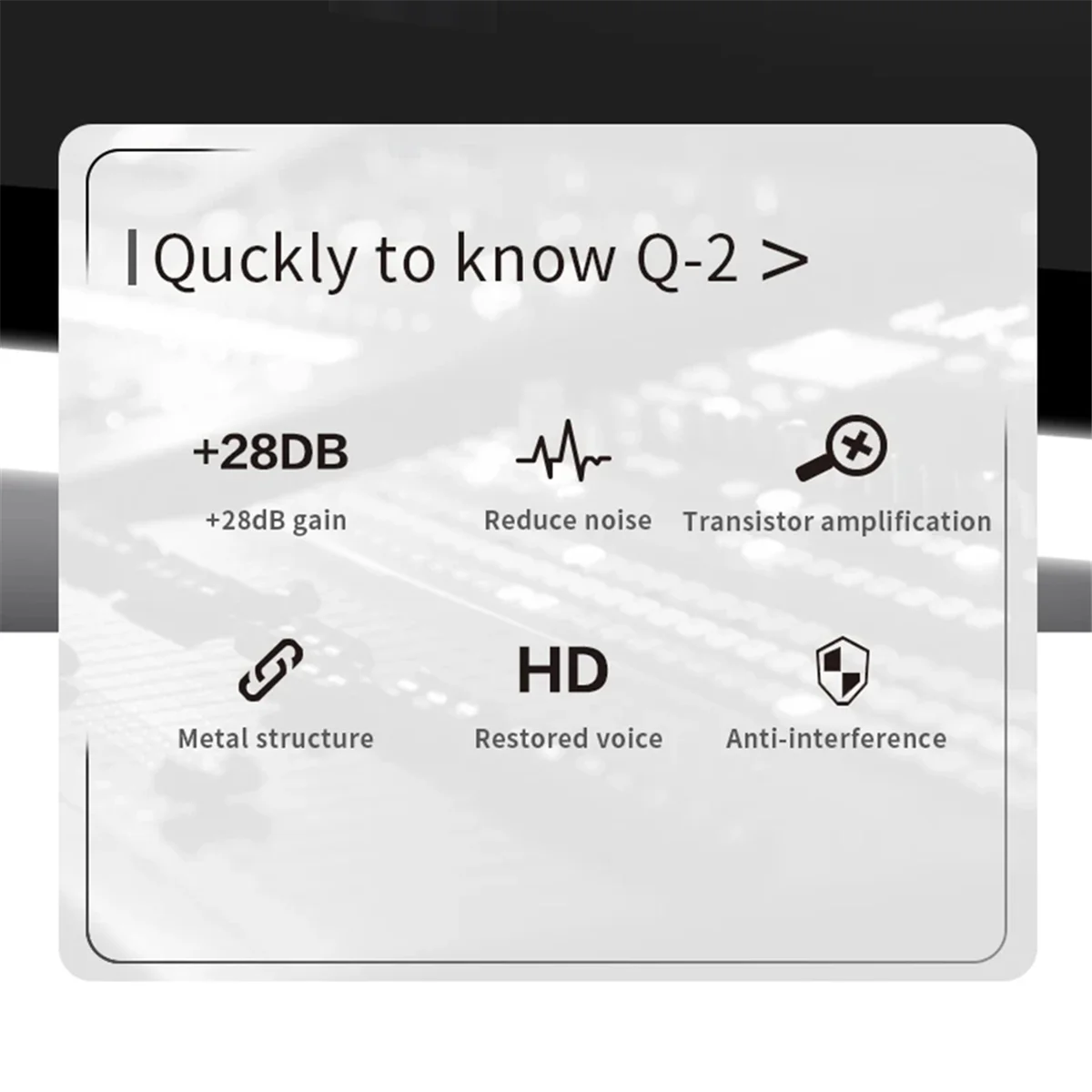 Teyun ไมโครโฟน Q2แอมพลิฟายเออร์แบบไดนามิกพรีแอมป์รับ28Db ไดนามิก Q-2โครงสร้างโลหะ48V