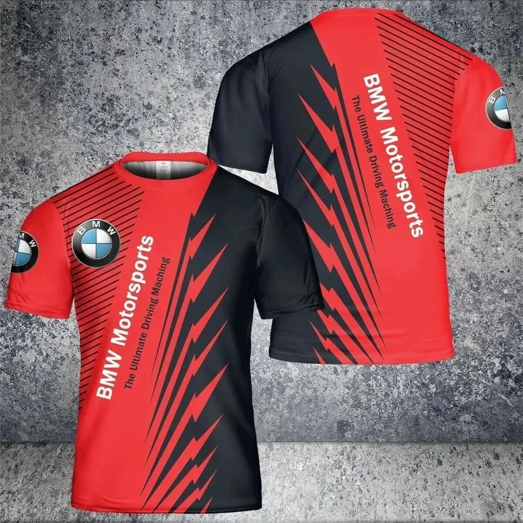 BMW equipe de corrida de motocicleta camiseta masculina verão manga curta das mulheres dos homens camisetas 2025 novos esportes unisex roupas de grandes dimensões topos